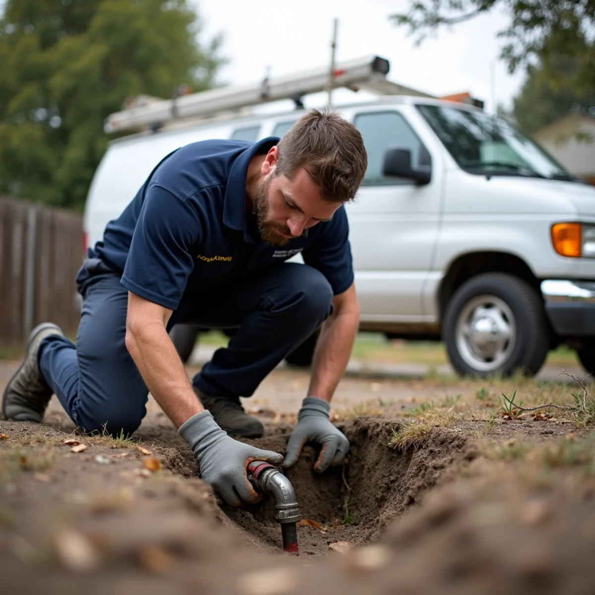 Plumber locating a slab leak beneath the concrete foundation of an older Concord home