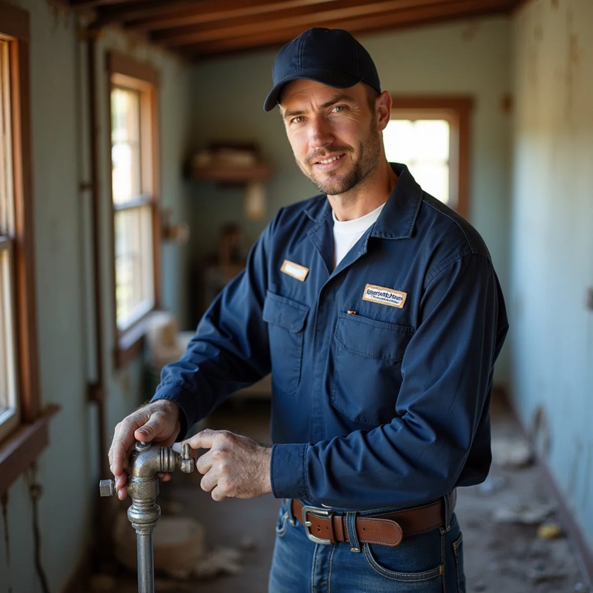Original galvanized plumbing in a 1940s wartime-era home near North Concord