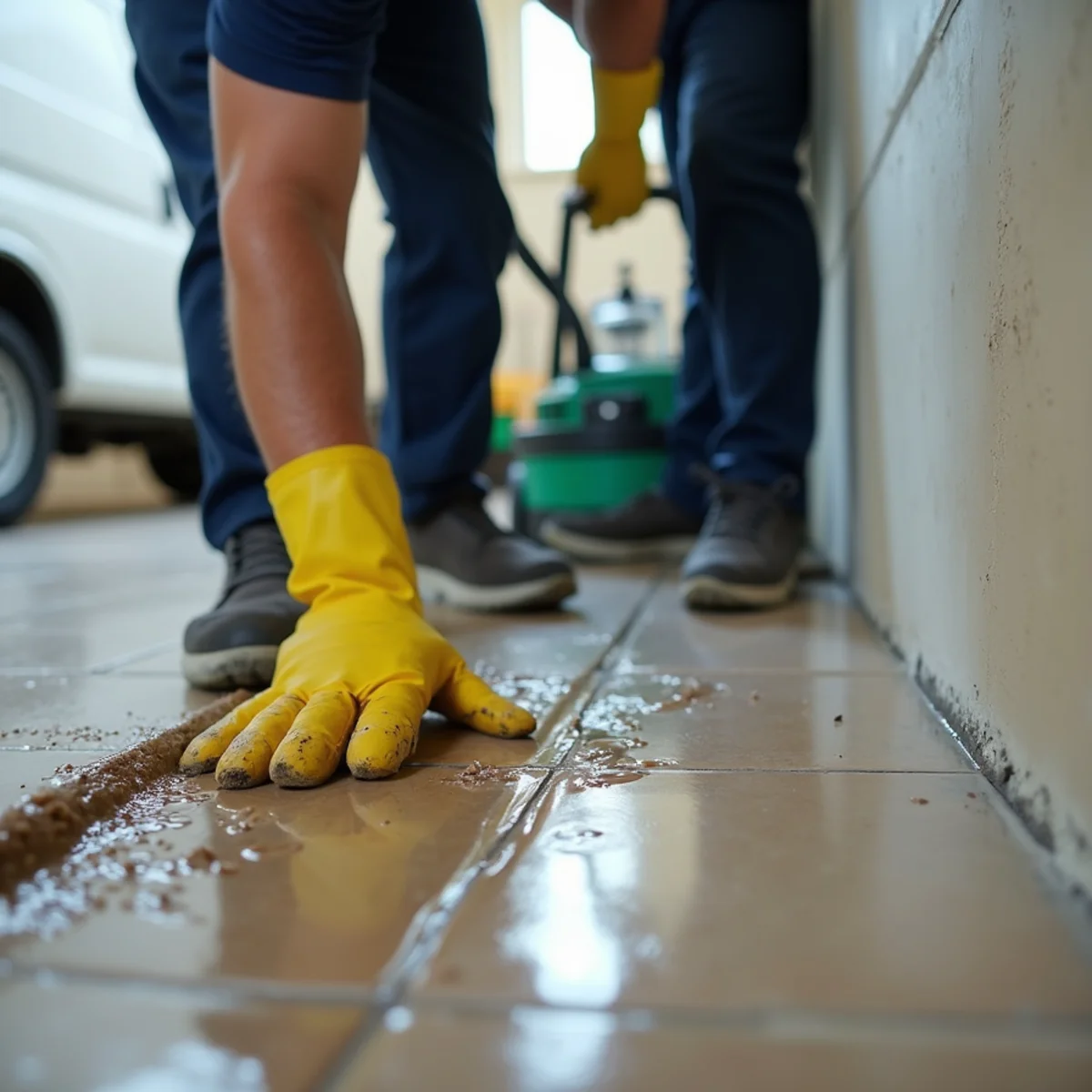 Flood Cleanup in progress in a Concord, CA home by an IICRC-certified crew