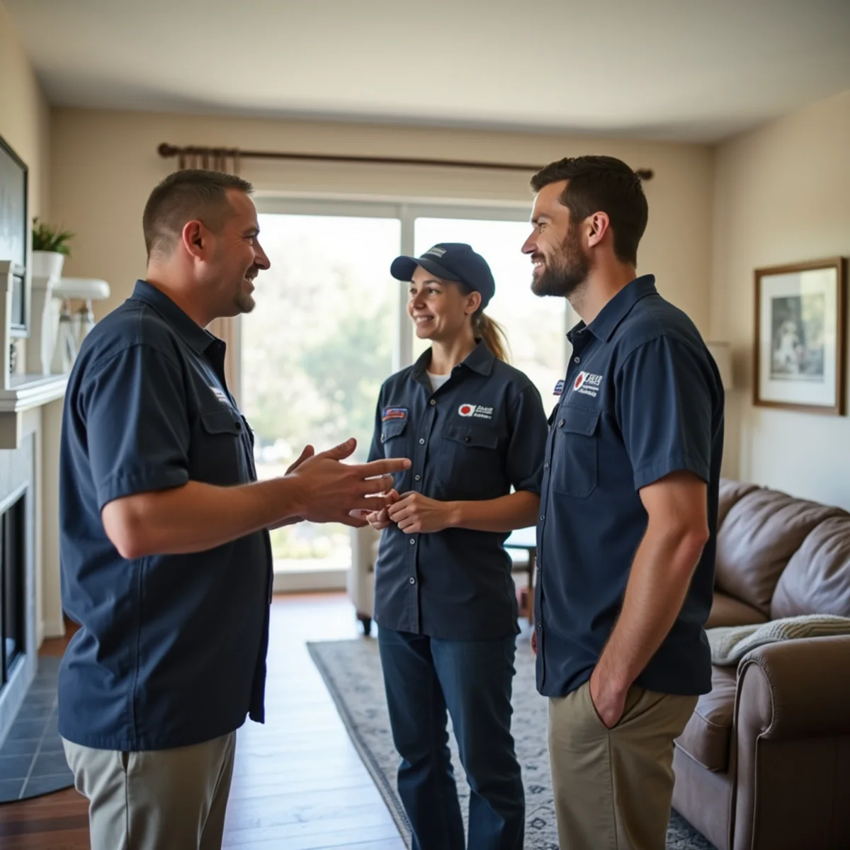 Residential water damage restoration technician drying a Concord, CA family home