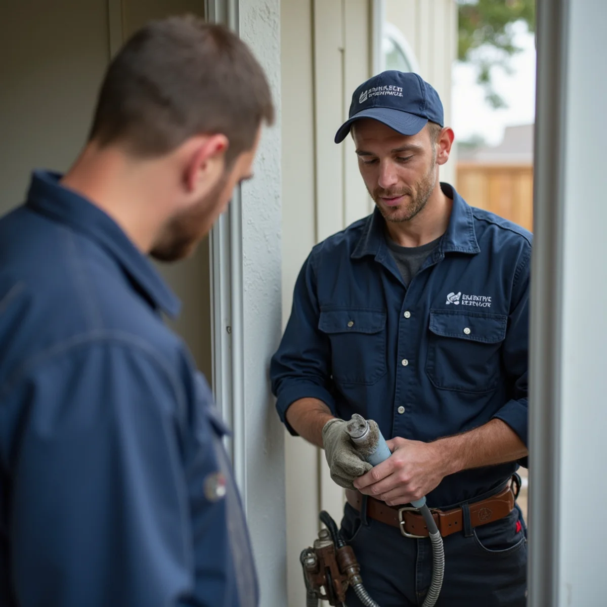 Water damage restoration technician working in a ranch home near downtown Danville, CA