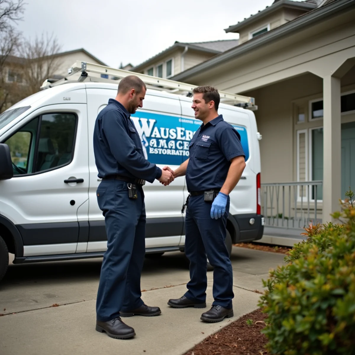 Water damage restoration crew serving a hillside home in Lafayette, CA