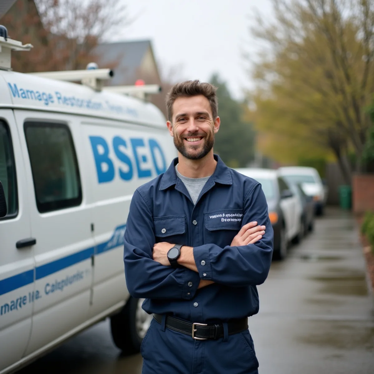 Water damage restoration crew responding in Walnut Creek, CA near Broadway Plaza
