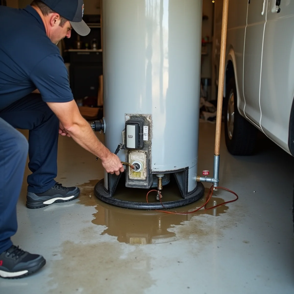 Water Heater Leak Cleanup in progress in a Concord, CA home by an IICRC-certified crew